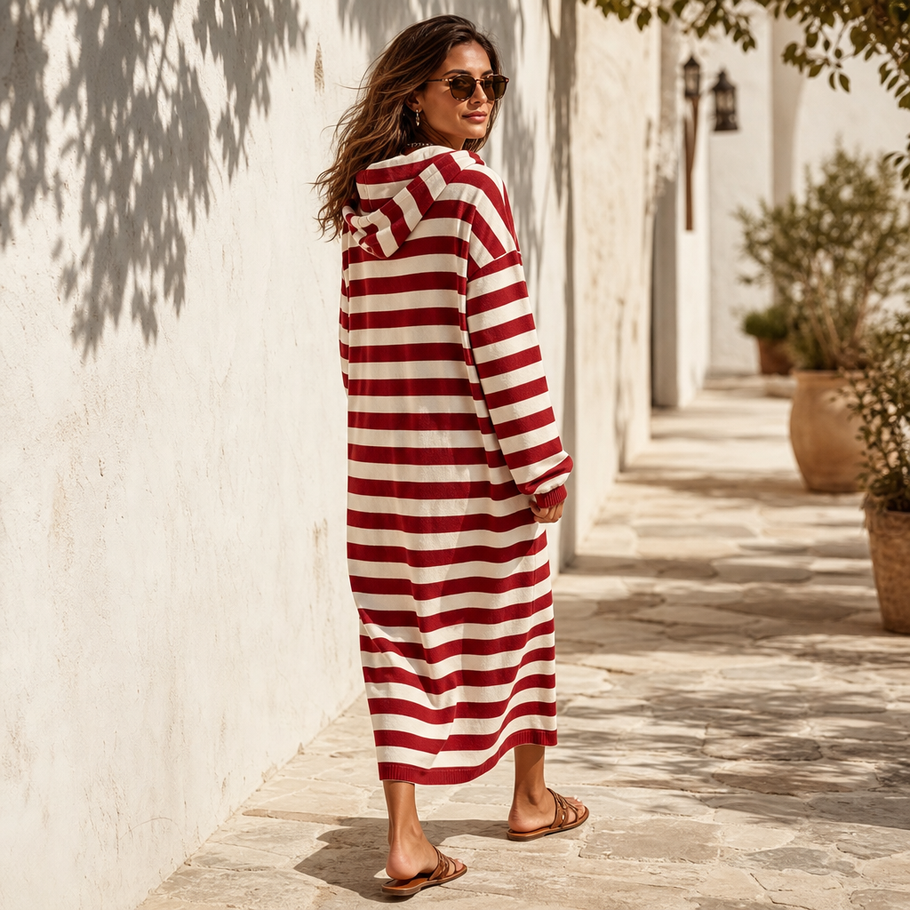 Laura | Striped Hooded Maxi Dress