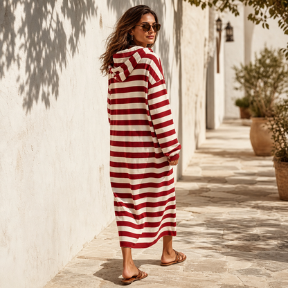 Laura | Striped Hooded Maxi Dress