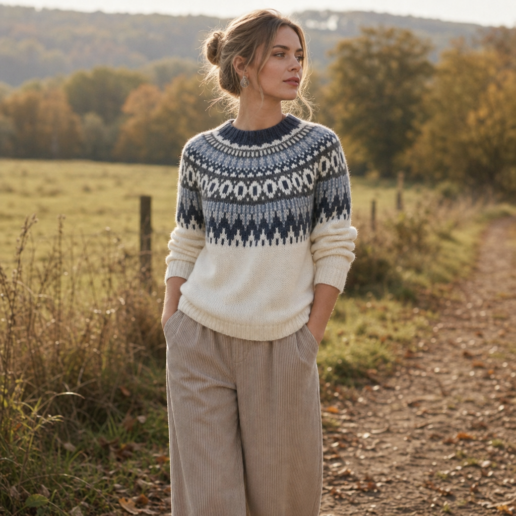 Abigail | Colorblock Yoke Dropped Shoulder Knit Sweater