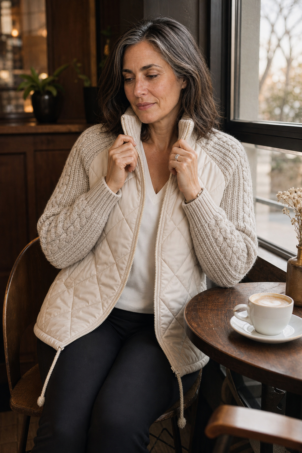 Rosalie | Knit-Panel Quilted Patchwork Puffer Jacket
