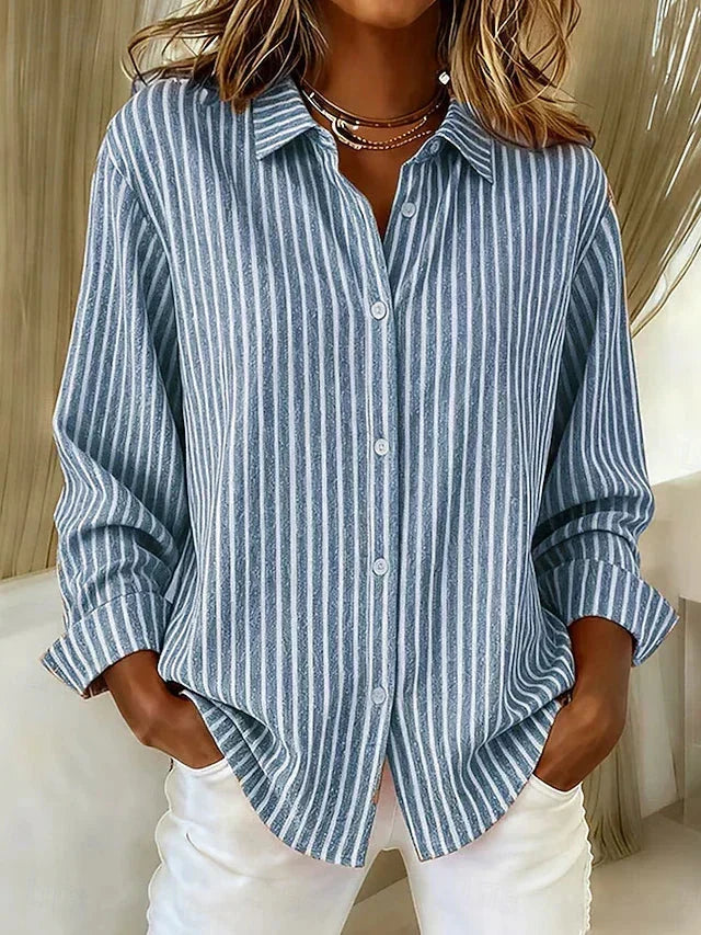 Louise | Open Front Vertical Striped Knit Cardigan