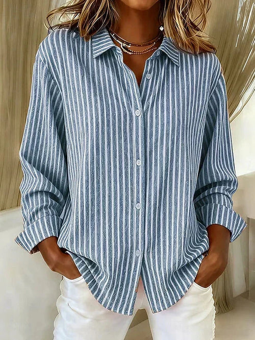 Louise | Open Front Vertical Striped Knit Cardigan