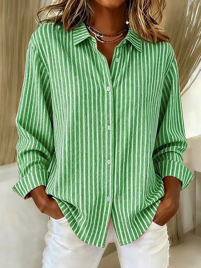 Louise | Open Front Vertical Striped Knit Cardigan