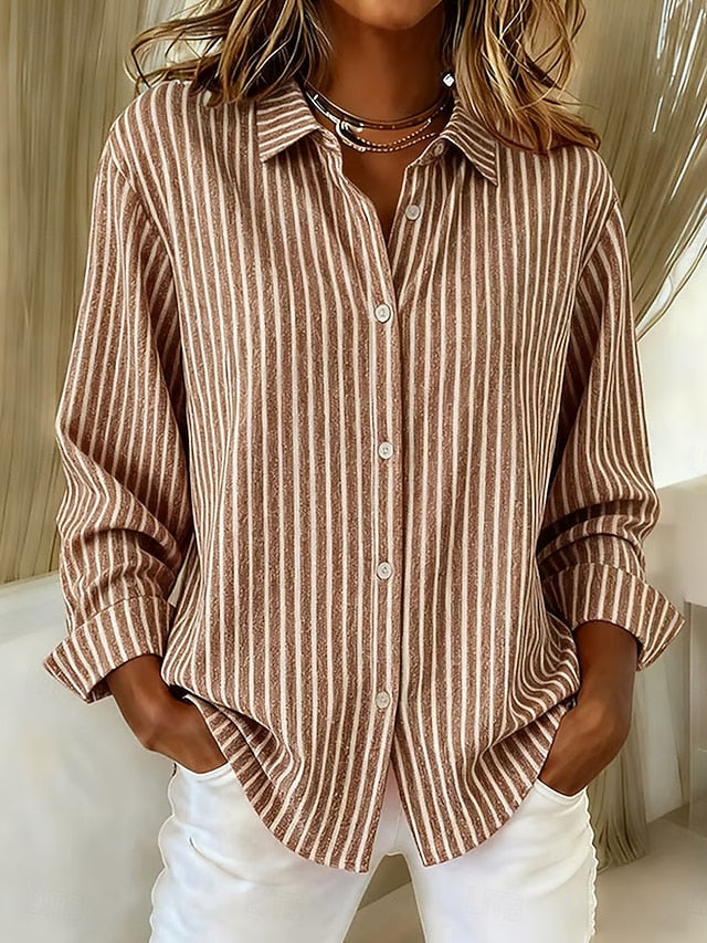Louise | Open Front Vertical Striped Knit Cardigan