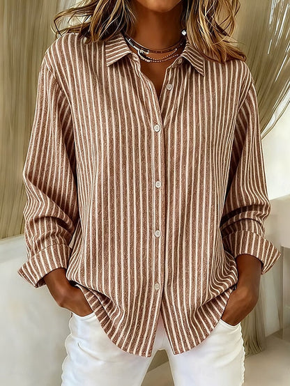 Louise | Open Front Vertical Striped Knit Cardigan