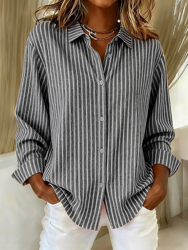 Louise | Open Front Vertical Striped Knit Cardigan