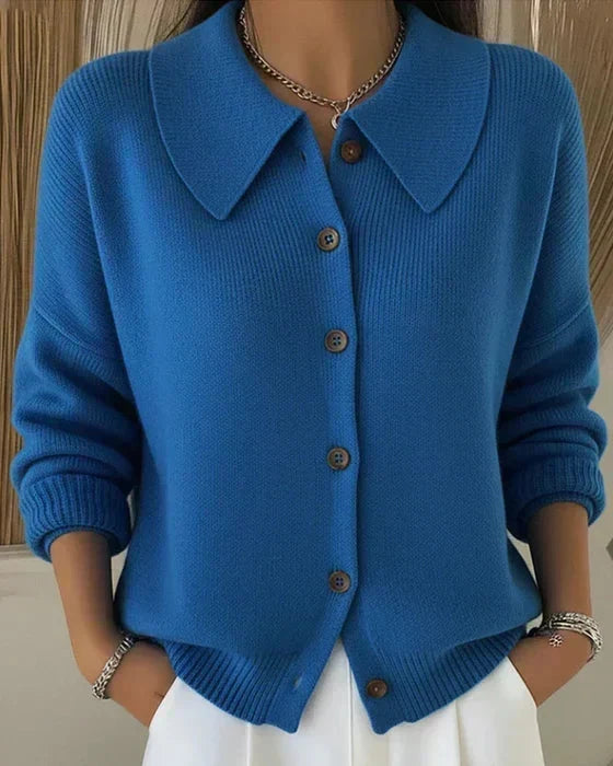 Amaya | Structured Collar Smooth Knit Cardigan