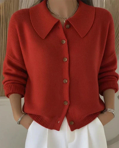 Amaya | Structured Collar Smooth Knit Cardigan