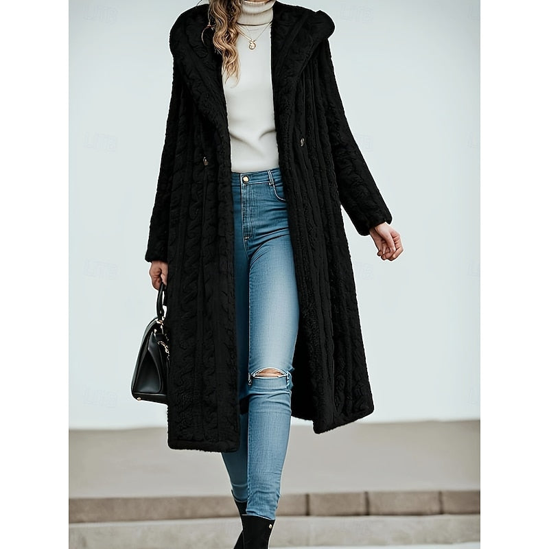 Marion | Longline Hooded Open Front Coat
