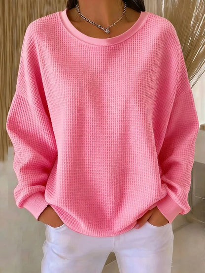 Scarlet | Crew Neck Waffle Knit Jumper