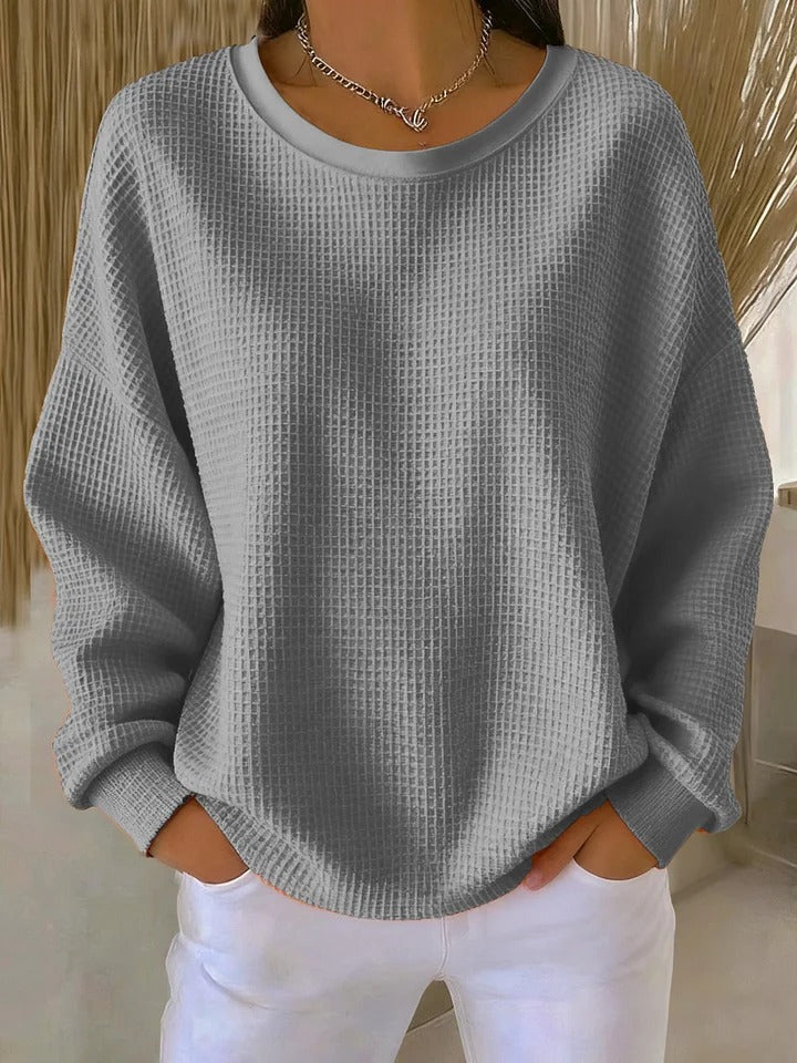 Scarlet | Crew Neck Waffle Knit Jumper