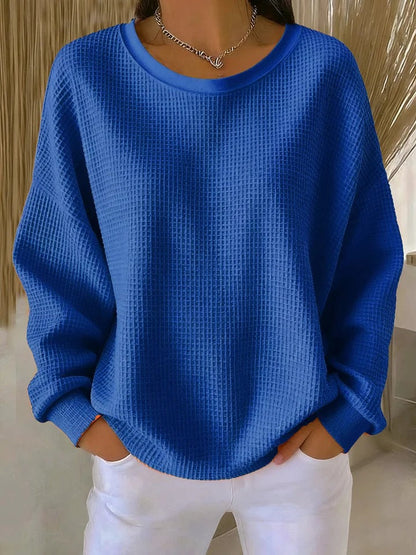 Scarlet | Crew Neck Waffle Knit Jumper