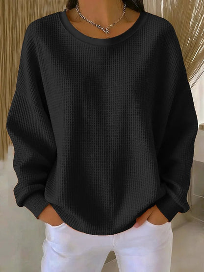Scarlet | Crew Neck Waffle Knit Jumper