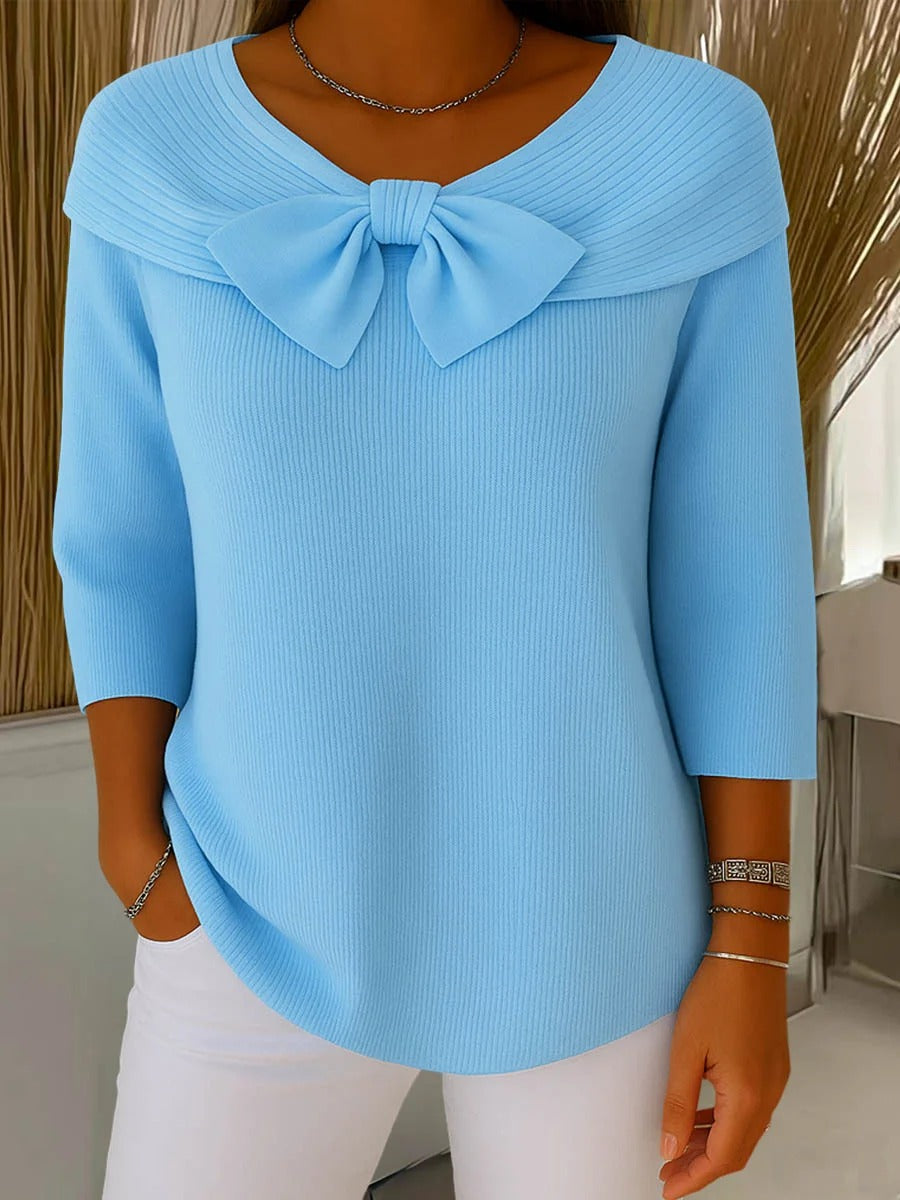 Giana | Ribbed Knit Bow Detail Jumper
