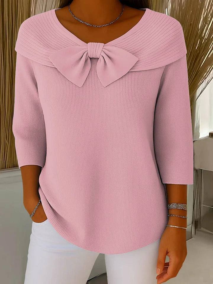 Giana | Ribbed Knit Bow Detail Jumper