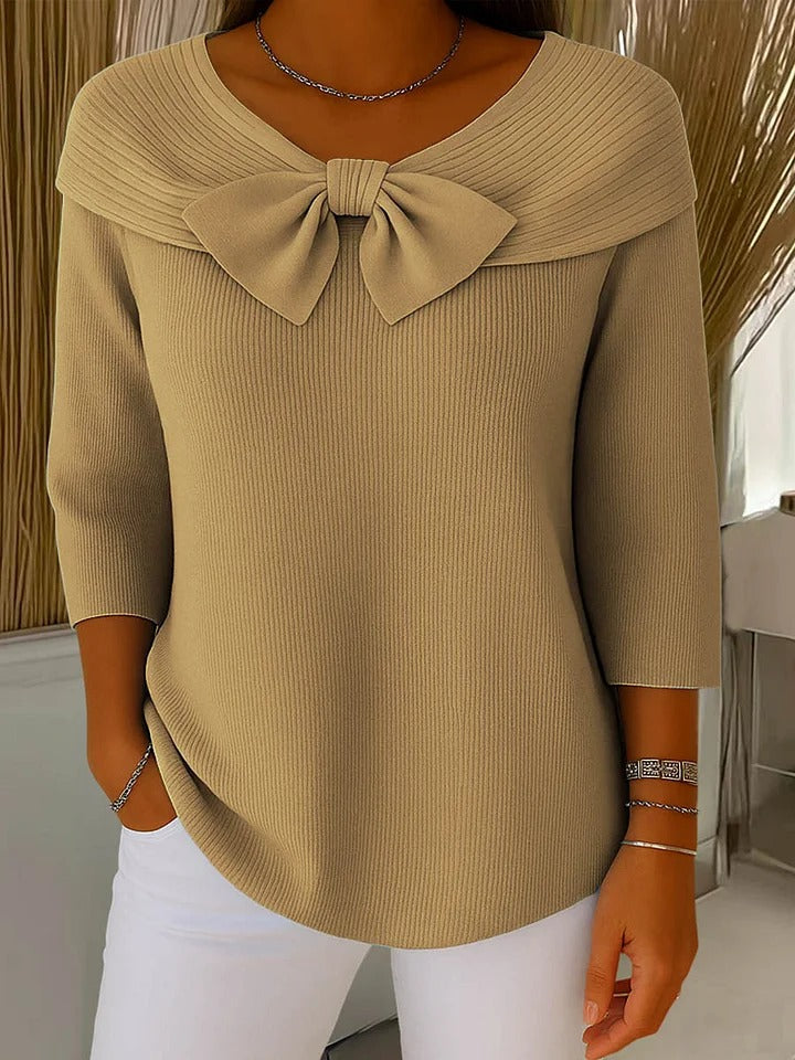 Giana | Ribbed Knit Bow Detail Jumper