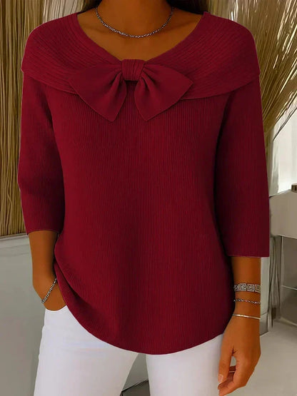 Giana | Ribbed Knit Bow Detail Jumper