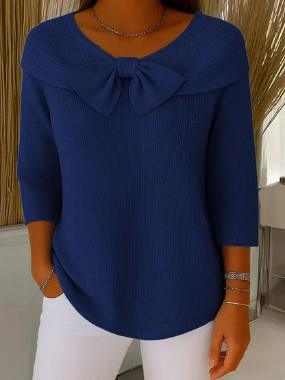 Giana | Ribbed Knit Bow Detail Jumper