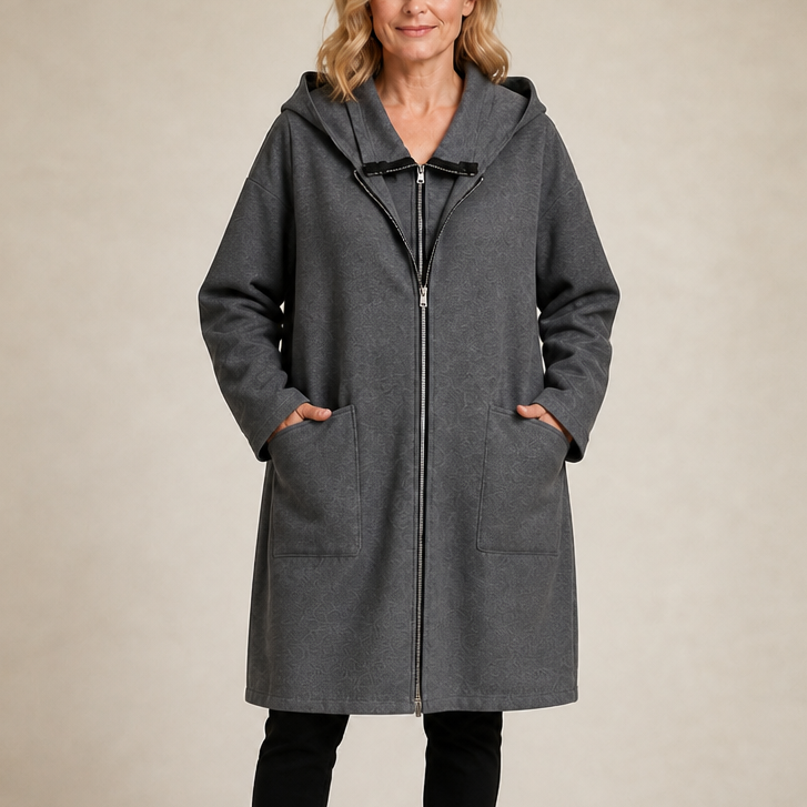 Olivia | Hooded Mid Length Relaxed Coat