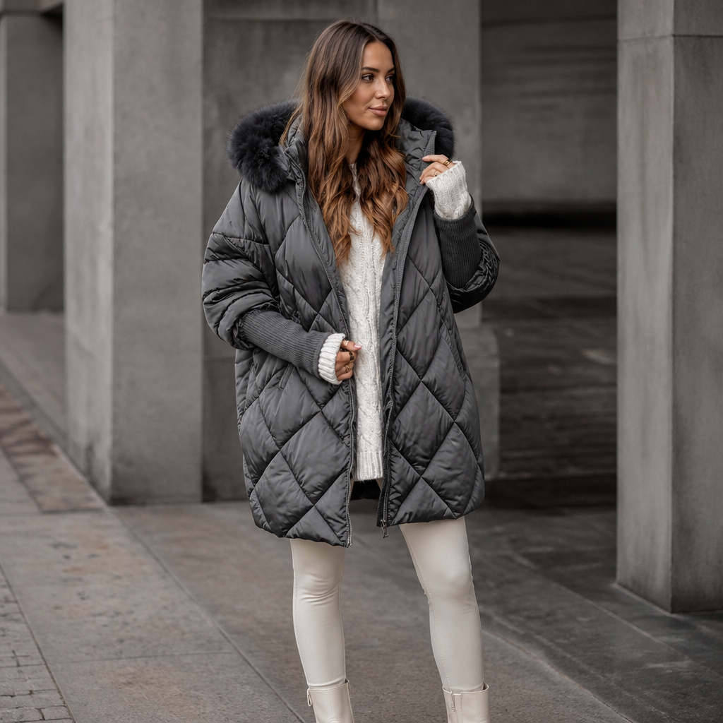 Lucy | Oversized Faux Fur Hood Quilted Parka