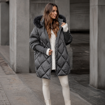 Lucy | Oversized Faux Fur Hood Quilted Parka