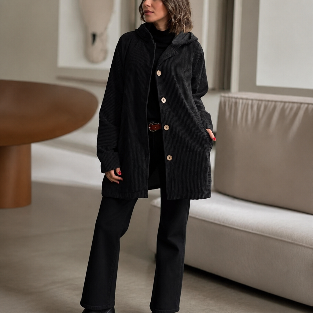 Charlotte | Ribbed Corduroy Hooded Overshirt