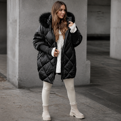 Lucy | Oversized Faux Fur Hood Quilted Parka