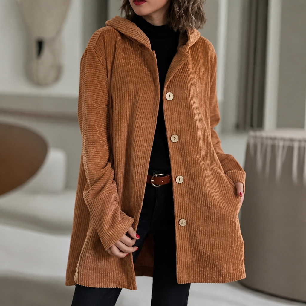 Charlotte | Ribbed Corduroy Hooded Overshirt