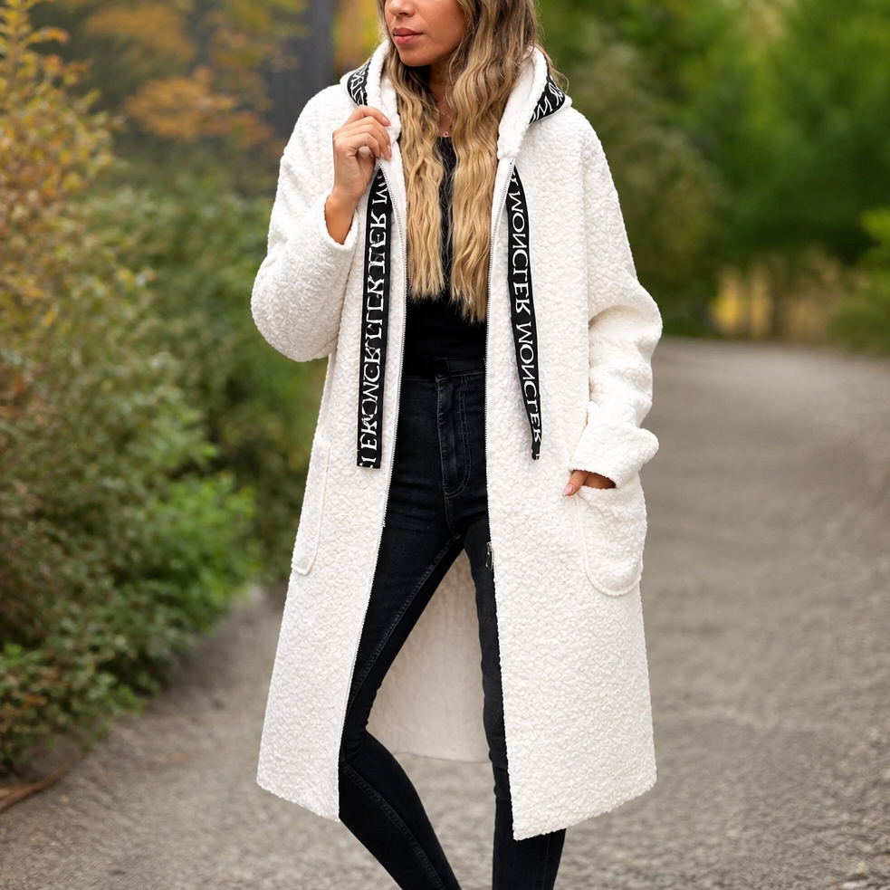 Rachel | Hooded Zip Front Long Coat