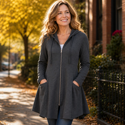 Zoe | Hooded Longline Full Zip Jacket