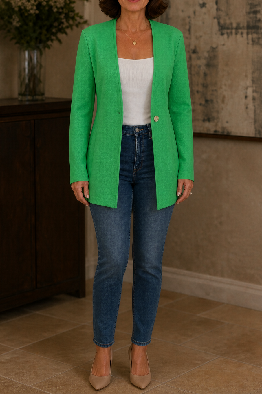 Adeline | V-Neck Single-Button A-Line Blazer