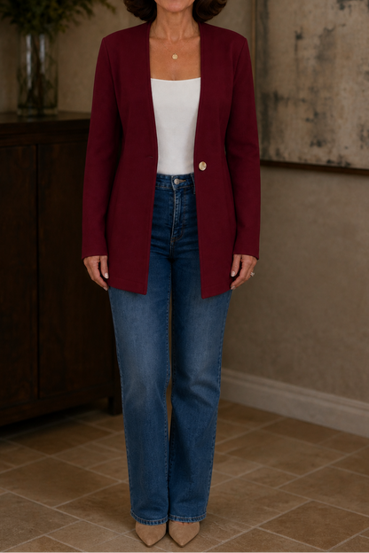 Adeline | V-Neck Single-Button A-Line Blazer