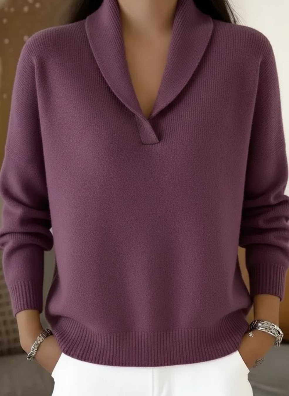 Anneliese | Elegant Shawl Collar Knit Jumper