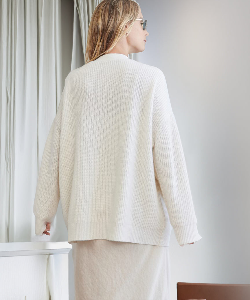 Farrah | Ribbed V-Neck Button-Front Cardigan