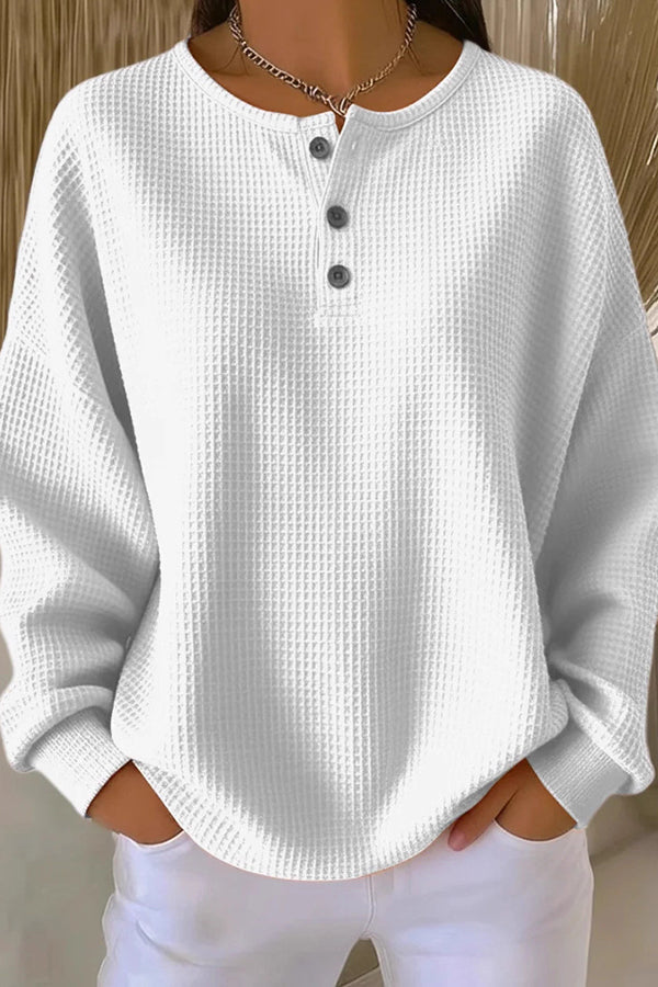 Jovie | Crew Neck Waffle Knit Pullover