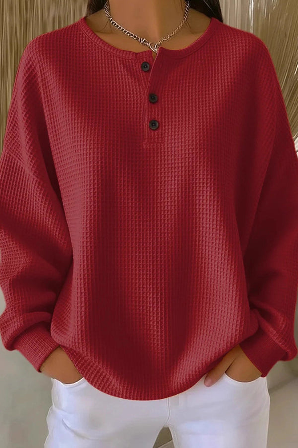 Jovie | Crew Neck Waffle Knit Pullover