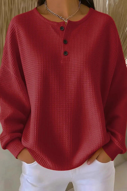 Jovie | Crew Neck Waffle Knit Pullover