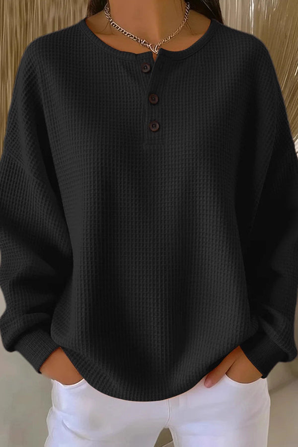 Jovie | Crew Neck Waffle Knit Pullover
