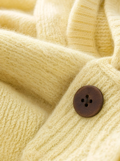 Aria | Brushed Knit Hooded Button Front Cardigan